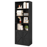 Garvee bibliothèque industrielle 181 cm avec portes, grande capacité, bois résistant, design fermette, noire, pour salon et bureau - Noir