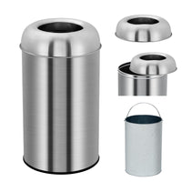 Poubelle Garvee 50 L (13 gal) en acier inoxydable avec couvercle ouvert et bac amovible, robuste, argentée, idéale pour la cuisine et le bureau.
