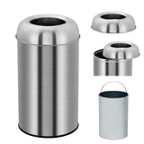 Garvee Poubelle Ouverte 70L Acier Inoxydable Avec Seau Intérieur Amovible Pour Usage Commercial Cuisine Bureau Extérieur - 