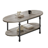 Garvee table basse ovale à 2 niveaux, pieds en métal, 120 × 54 × 44 cm, grise - Gris