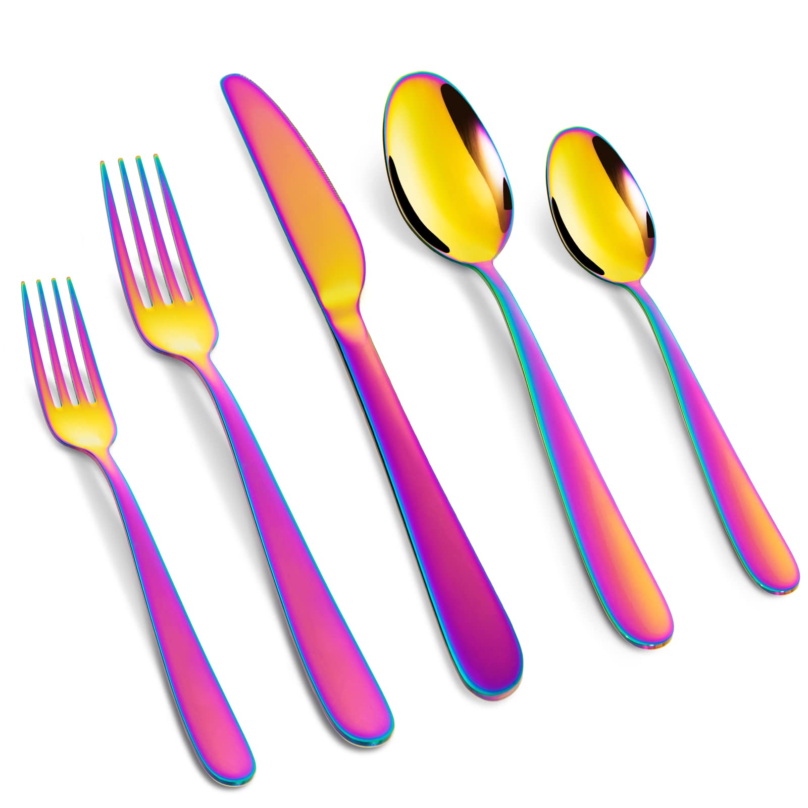 Garvee Ensemble de couverts modernes 30 pièces pour 6 personnes, en acier inoxydable, compatible lave-vaisselle, antirouille, ergonomique, argenté, idéal pour la maison, le restaurant et l'hôtel.