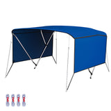 Garvee Taud bimini 3 arceaux, toile marine 600D, cadre aluminium 2,5 cm, protection UV50+, rideaux amovibles, bateau - Royal Bleu