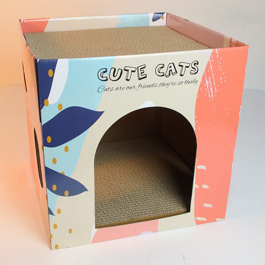Maison pour chat en carton Garvee, griffoir, petit lit pour chat, rose, grande taille, refuge douillet