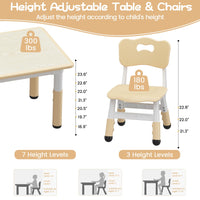 Ensemble table et 2 chaises pour enfants Garvee, plateau de table graffiti, hauteur réglable, multifonctionnel, en bois robuste pour lire, dessiner et jouer