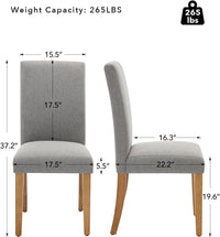 Chaises de salle à manger Garvee Parsons, lot de 2, rembourrées, ergonomiques, revêtement en lin, pieds robustes en bois d'hévéa, style moderne, pour la cuisine et le salon