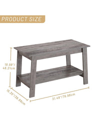 Garvee table basse industrielle 80 cm à 2 niveaux, bois rustique gris, idéale pour le salon et la chambre, gain de place et stable