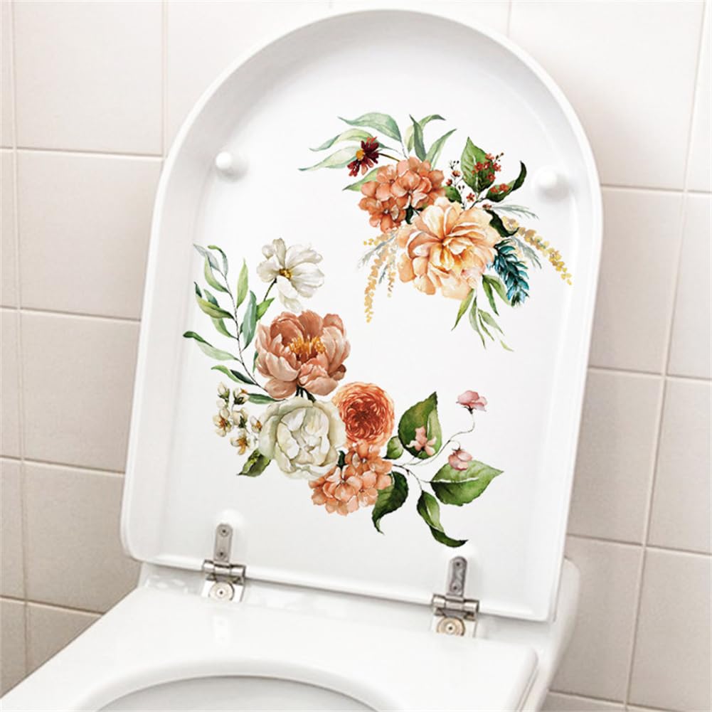 Sticker mural Garvee pour toilettes MT23023, motif floral vert, design moderne, 20 x 30 cm, autocollant et imperméable, décoration de salle de bain