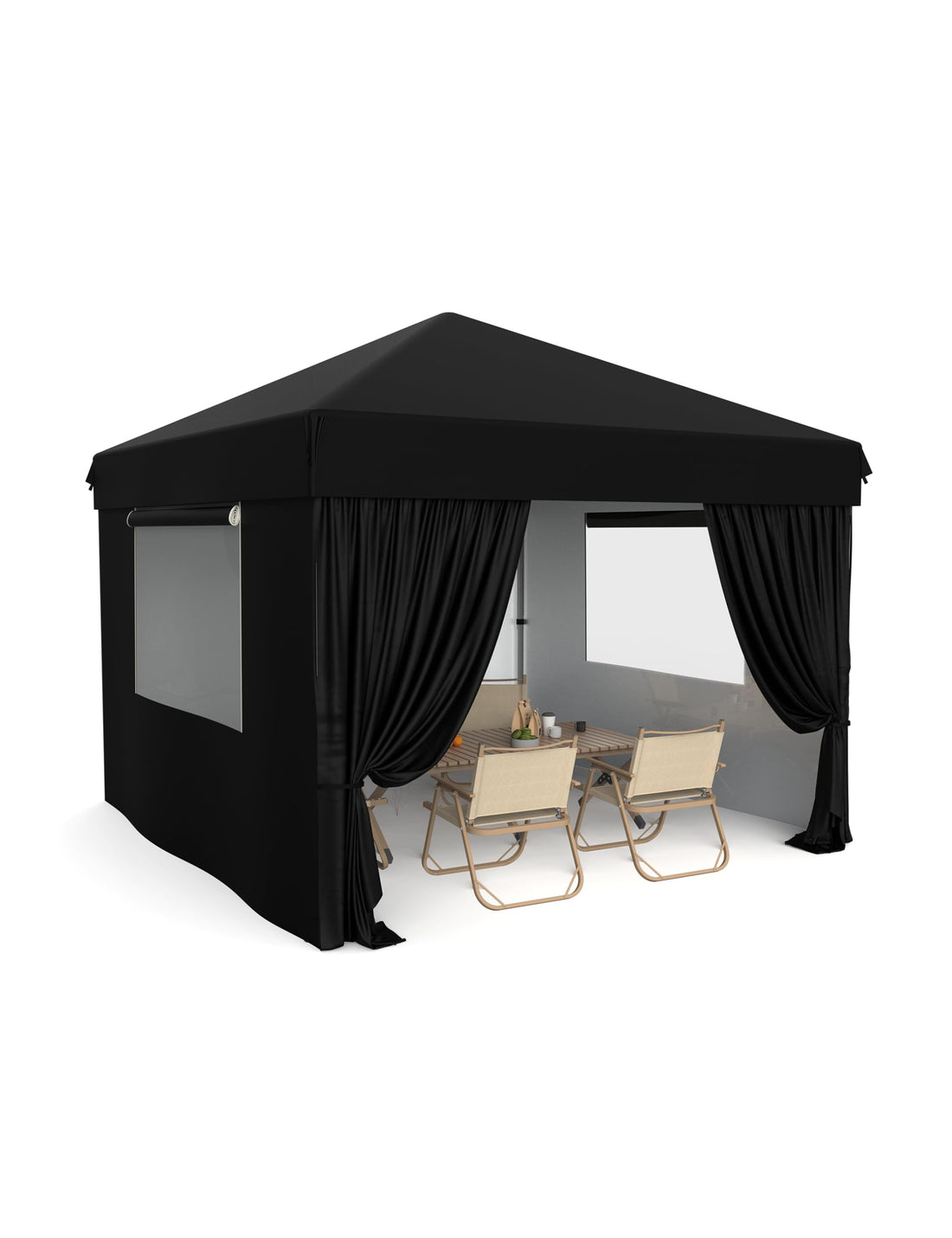 Pavillon pliant Garvee 3 x 3 m (10 x 10 pi) en tissu Oxford 210D, protection UPF 50+, imperméable, idéal pour le camping et les marchés, hauteur réglable, blanc