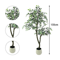 Ficus artificiel Garvee, 150 cm, grande plante artificielle en pot, vert, pour intérieur, maison, bureau, jardin