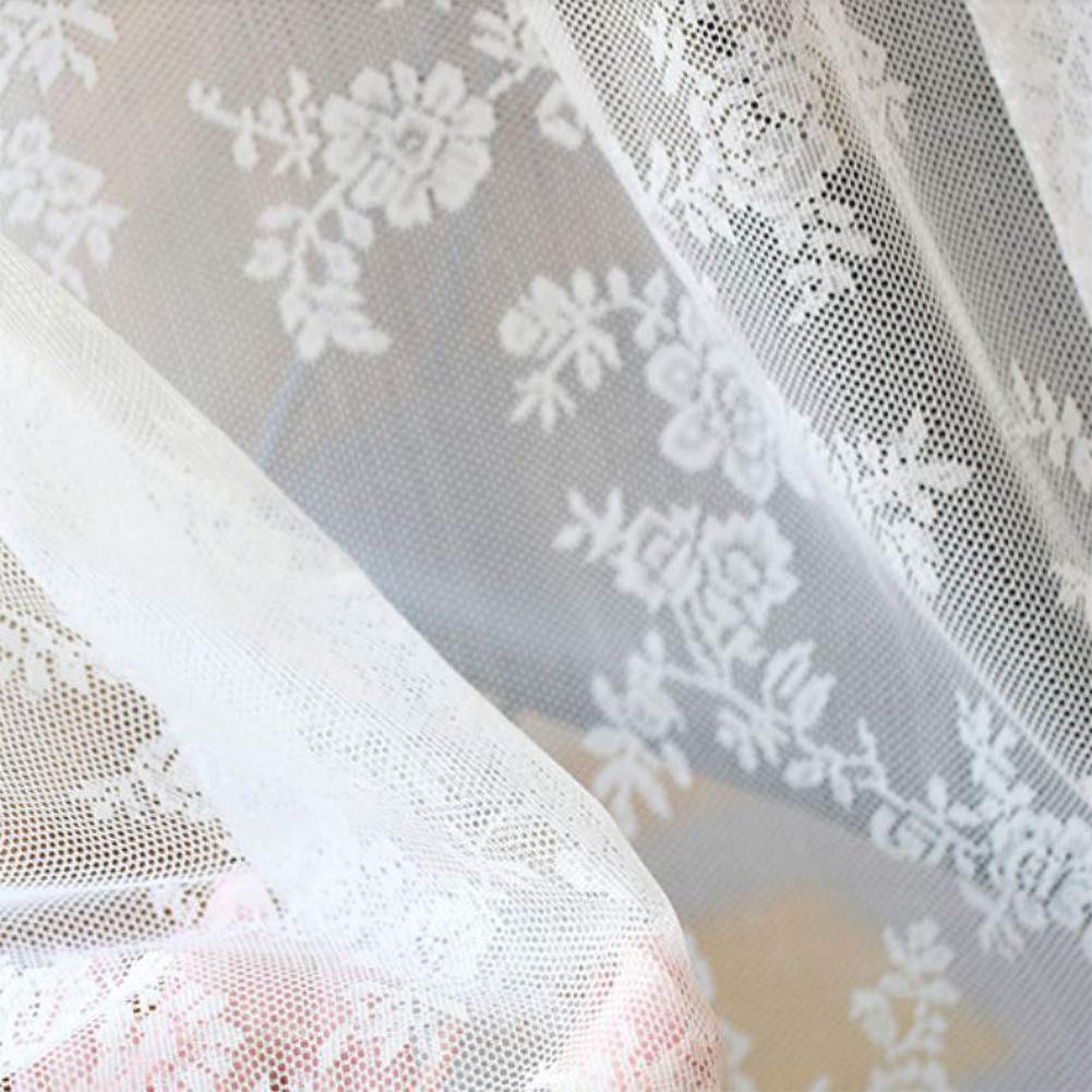 Garvee Rideau en dentelle florale, voile jacquard semi-transparent pour chambre ou salon, 145 × 150 cm, couleur crème