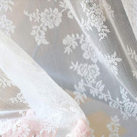 Garvee Rideau en dentelle florale, voile jacquard semi-transparent pour chambre ou salon, 145 × 150 cm, couleur crème