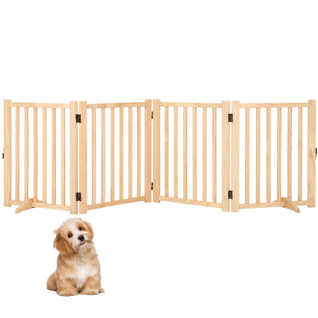 Barrière pour chien en bois Garvee, autoportante, non peinte, en pin, antidérapante, 4 panneaux, pour la maison et les escaliers