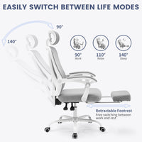 Garvee Chaise de bureau ergonomique en maille respirante et confortable, avec soutien lombaire et repose-pieds réglables
