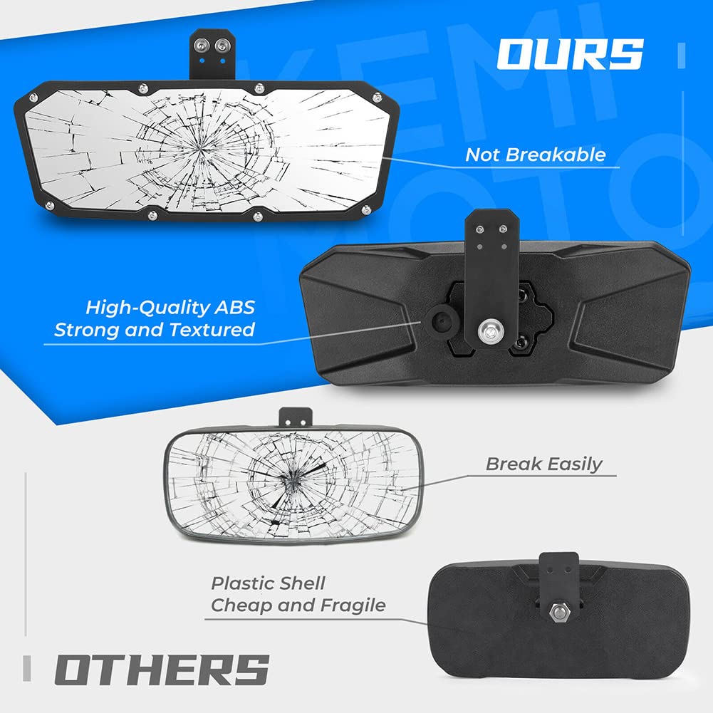 Rétroviseur central convexe Garvee UTV compatible avec Polaris Ranger 500/570/900/1000 (2017-2022), noir, rétroviseur universel pour la navigation de plaisance et les bateaux.