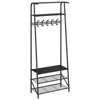 Banc d'entrée multifonctionnel Garvee 4 en 1 – Structure en métal, aspect bois, range-chaussures, noir, idéal pour l'entrée et le salon
