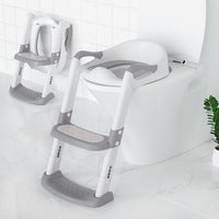 Siège de toilette enfant Garvee avec marchepieds, hauteur réglable, pliable, rembourré en PU, antidérapant, pour garçons et filles, blanc