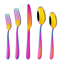 Garvee Ensemble de couverts modernes 30 pièces pour 6 personnes, en acier inoxydable, compatible lave-vaisselle, antirouille, ergonomique, argenté, idéal pour la maison, le restaurant et l'hôtel.