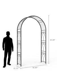 Arche de jardin Garvee 2,4 m (8 pi) en acier, revêtement en poudre, résistante aux intempéries, avec piquets de fixation pour jardin et mariage, 150 cm de large, 240 cm de haut, noire