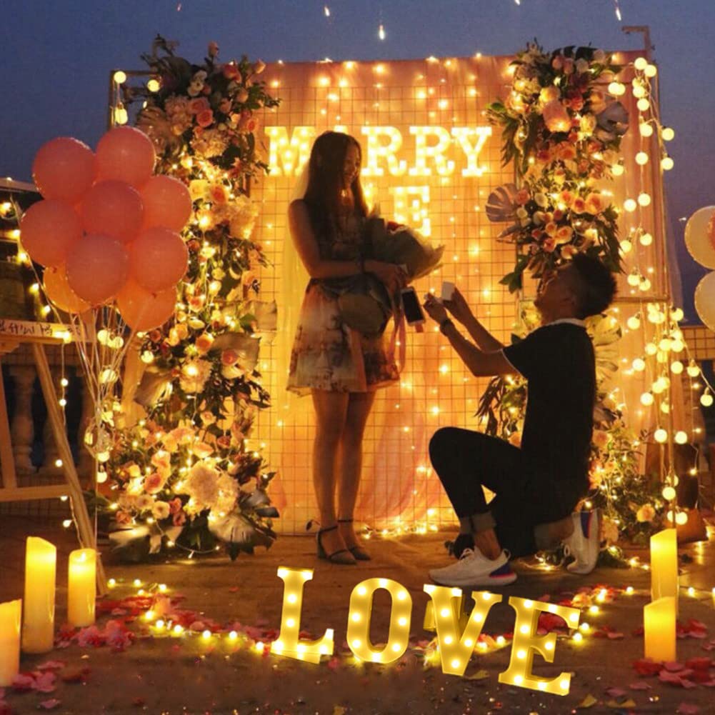 Garvee Enseigne lumineuse LED « Liefde » 22 cm, veilleuse à piles pour décoration de fêtes intérieures et extérieures