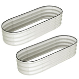 Garvee Lot de 2 Jardinières Surélevées Ovales 137 × 61 × 46 cm, Acier Galvanisé Gris Anticorrosion, Bacs Potagers Robustes pour Jardin, Terrasse et Extérieur