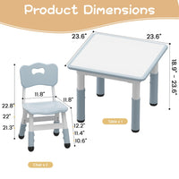 Ensemble table et 2 chaises pour enfants Garvee, plateau de table style graffiti, hauteur réglable, robuste et multifonctionnelle pour jouer et manger.