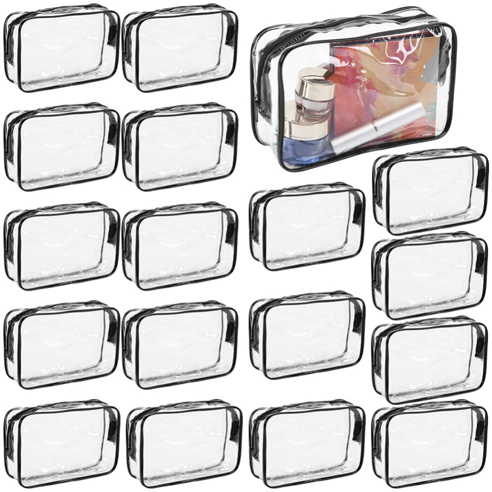 Ensemble de 18 trousses de maquillage transparentes Garvee, imperméables et zippées, idéales pour les voyages.