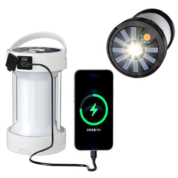 Lampe de camping LED Garvee, lampe solaire pour tente, rechargeable par USB, portable, 4 modes d'éclairage, lanterne de jardin d'urgence pour la pêche nocturne, la chasse et les activités de plein air.