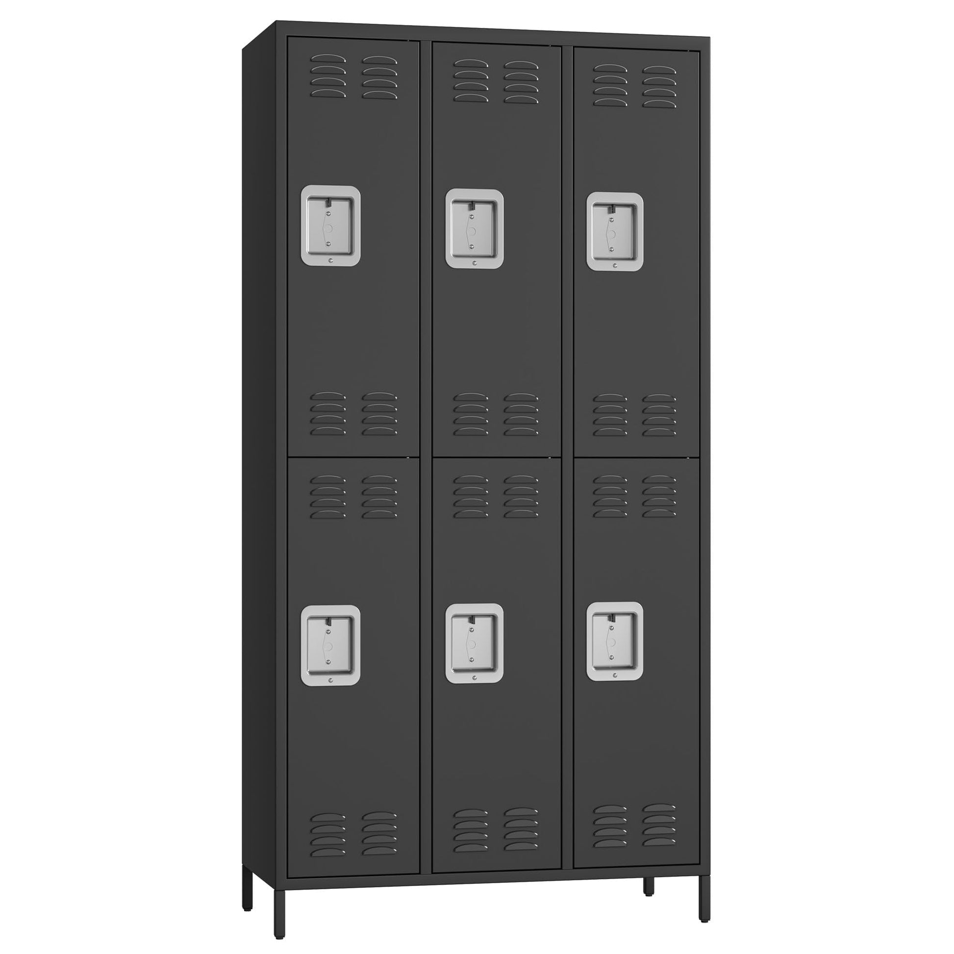 Casier métallique Garvee à 6 portes pour employés, robuste, ventilé, double compartiment, pour bureaux et salles de sport, 183 cm (H) x 40 cm (L) x 90 cm (P), revêtement en poudre