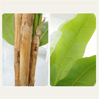 Bananier artificiel Garvee à grandes feuilles, écorce naturelle, pot robuste pour salon et bureau, 1,9 à 2,1 mètres, vert