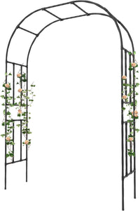 Garvee Arche de jardin en acier noir robuste, treillis pour plantes grimpantes, mariage, fête, décoration extérieure, pelouse, terrasse et allée