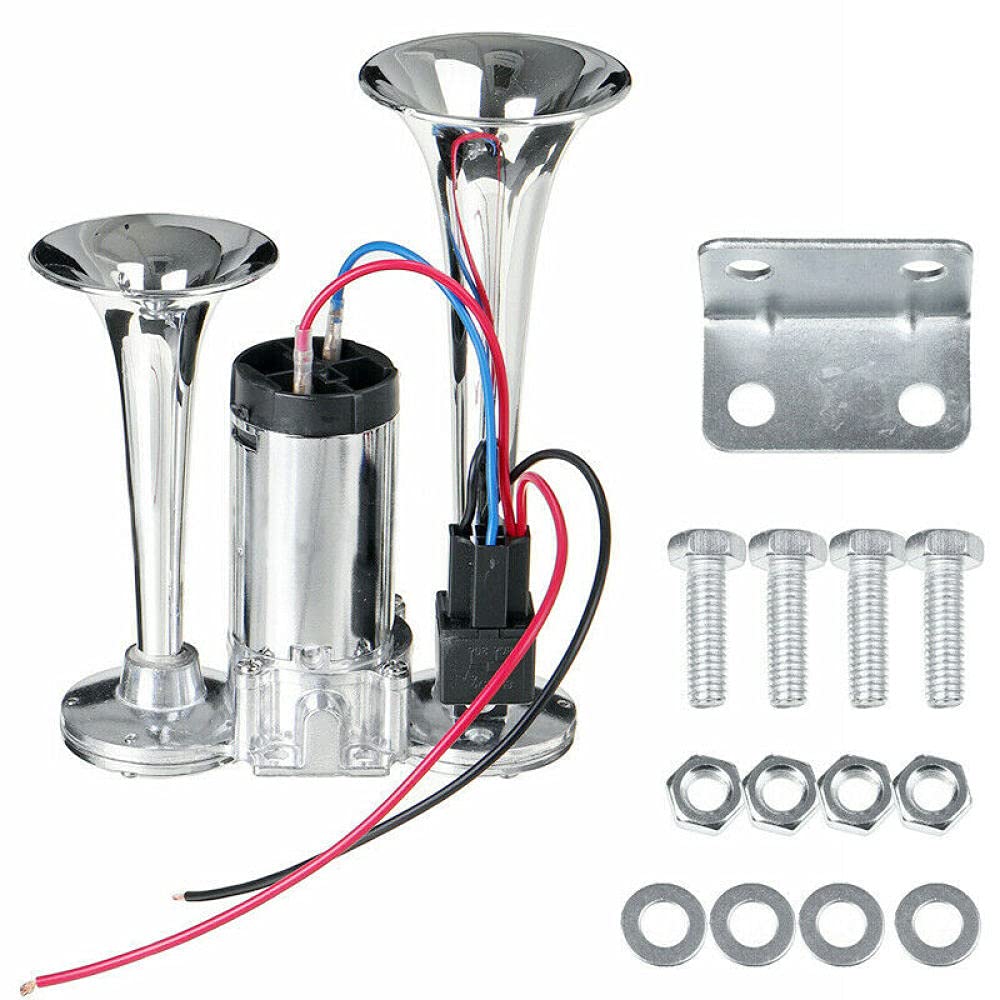 Klaxon pneumatique Garvee 600 dB à double tonalité et double trompette électrique pour camion, bateau et train (kit de haut-parleurs)
