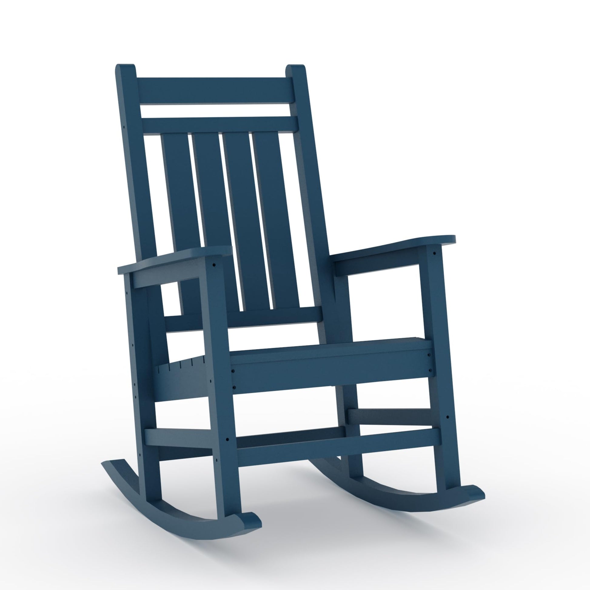Garvee Fauteuil à bascule d’extérieur en HDPE bleu marine, assise large avec accoudoirs spacieux, résistant aux intempéries, pour jardin et porche