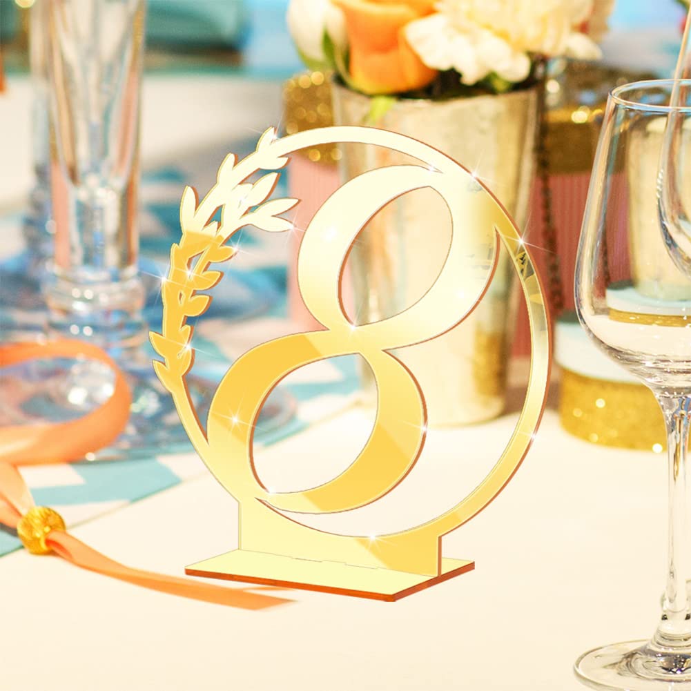 Numéros de table de mariage Garvee en acrylique, hexagonaux, transparents, effet miroir doré, pour réception et banquet (1-15).