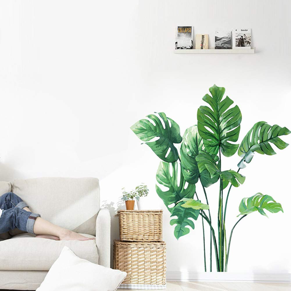 Garvee Stickers muraux décoratifs Plantes Tropicales, vinyle vert, pour salon, chambre, cuisine, salle de bain, 30 × 90 cm