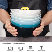 Ensemble de 6 bols en porcelaine Garvee, 530 ml, compatibles micro-ondes et lave-vaisselle, résistants aux chocs, pour céréales, soupes, salades, pâtes, desserts, polyvalents, 15 cm, blancs