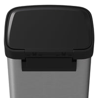 Poubelle Garvee 13 gallons en acier inoxydable avec couvercle, fermeture amortie, poignée ergonomique, argentée, pour îlot de cuisine, grande taille, antirouille