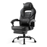 Garvee Chaise gaming ergonomique noire avec repose-pieds, appui-tête et soutien lombaire, pivotante 360°, hauteur réglable, capacité 136 kg, adulte et ado - Noir