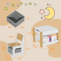 Ensemble table et chaises pour enfants Garvee 4 en 1, table d'activités avec rangement, bois, multifonctionnelle, sûre, pour chambre d'enfant