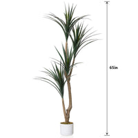 Arbre dracaena artificiel Garvee pour intérieur avec pot blanc, idéal pour un salon moderne. Facile d'entretien, durable et hypoallergénique.