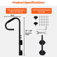 Main courante pour spa Garvee, rotative à 360°, réglable en hauteur de 45 à 120 cm, revêtement antidérapant, acier au carbone, pour une utilisation intérieure et extérieure.