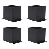 Garvee Lot de 4 bases de poteau 15 × 15 cm en acier 2 mm, finition thermolaquée noire, pour pergola, terrasse et deck - Noir