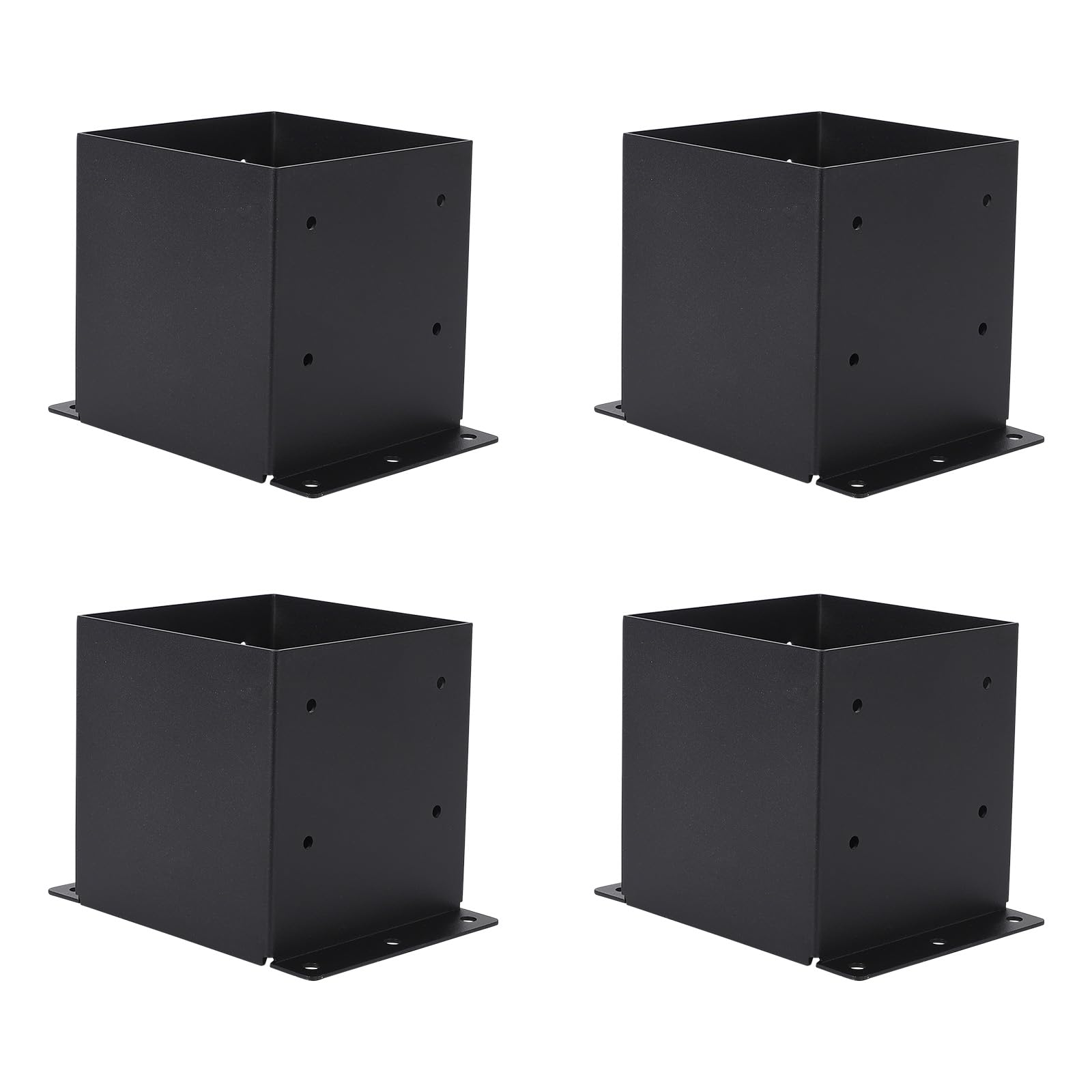 Garvee Lot de 4 bases de poteau 15 × 15 cm en acier 2 mm, finition thermolaquée noire, pour pergola, terrasse et deck