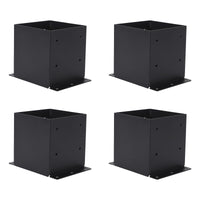 Garvee Lot de 4 bases de poteau 15 × 15 cm en acier 2 mm, finition thermolaquée noire, pour pergola, terrasse et deck