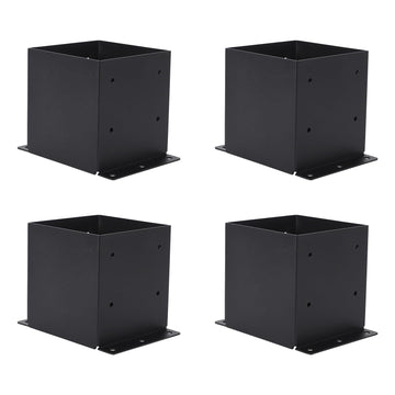 Garvee Lot de 4 bases de poteau 15 × 15 cm en acier 2 mm, finition thermolaquée noire, pour pergola, terrasse et deck