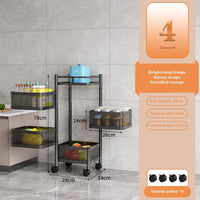 GARVEE Chariot de rangement 4 niveaux en acier carbone, 29 × 29 × 14 cm, polyvalent pour cuisine, salle de bain, jouets, fruits et légumes, noir