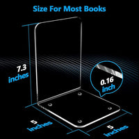 Garvee serre-livres en acrylique transparent (lot de 4), pour étagères, idéal pour les livres, CD et jeux vidéo. dimensions: 12 cm × 19 cm × 12 cm