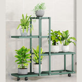 Étagère d'angle à roulettes Garvee pour plantes, à plusieurs niveaux, structure robuste en fer, idéale pour le salon, le balcon ou le jardin. Étanche et stable, couleur noire. - noir