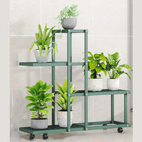 Étagère d'angle à roulettes Garvee pour plantes, à plusieurs niveaux, structure robuste en fer, idéale pour le salon, le balcon ou le jardin. Étanche et stable, couleur noire.