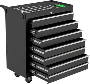 Garvee chariot à outils 5 tiroirs en métal noir, avec roulettes et serrure, pour atelier et garage