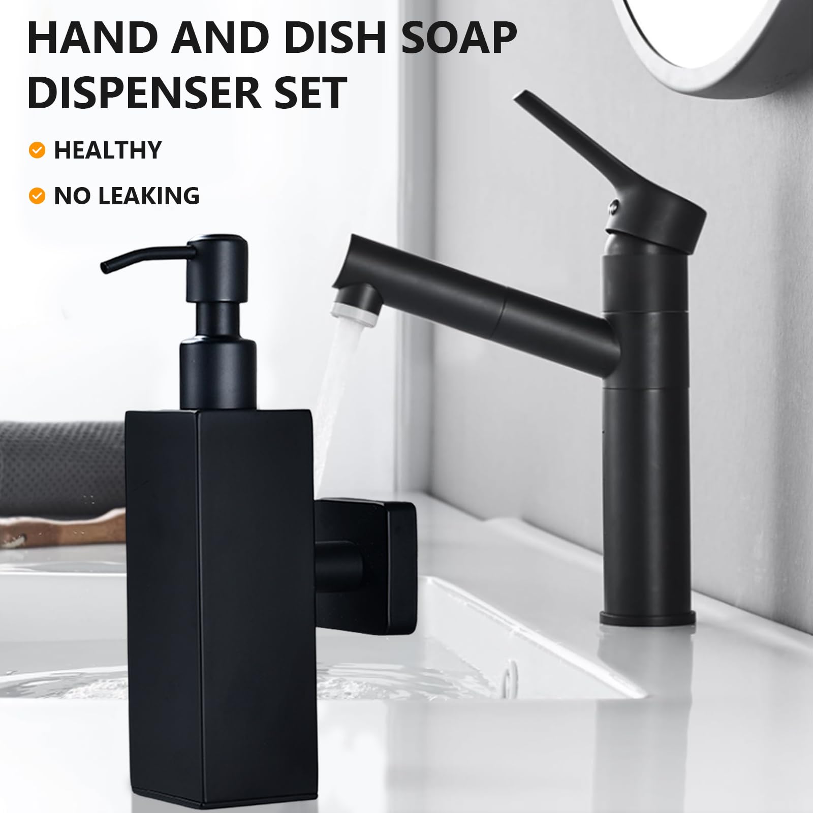 Distributeur de savon mural manuel Garvee, rechargeable avec shampoing et gel douche, pour salle de bain et cuisine, hygiénique et peu encombrant